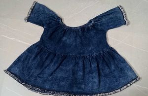 Off-Shoulder Denim Top For Girls