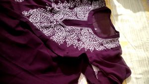 Wine Chikankari Kurti With Inner