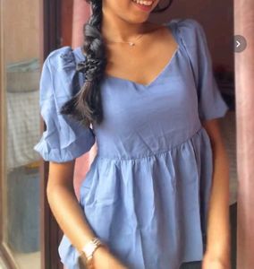 Blue Peplum Top