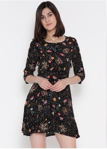 ONLY Women Black Printed A-LineNWTDress