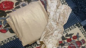 Lehenga Saree Golden And Cream
