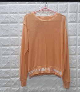 Peach Mesh Long Sleeve Top