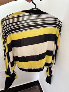 Striped Open Front Cardigan