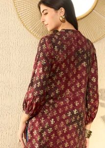 Floral Print Maroon Tunic Top / short kurti