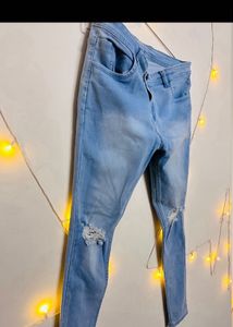 Faded Knee Slit Jeans