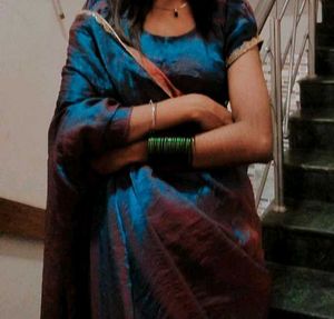 Elegant Purple Saree with stiched blouse