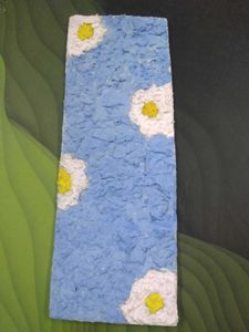 "Handmade Textured Bookmark – Blue Sky & Daisies"