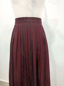 Burgundy Pleated Maxi Skirt