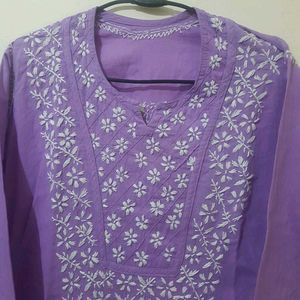Chikankari Lavender Kurta