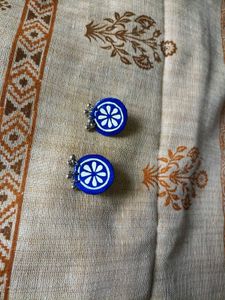 Blue &amp; White Clay Earrings