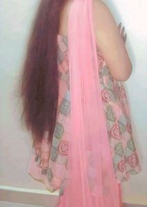 Peach Garara Pattern Dress With Dupatta