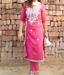 Pink Kurta Pant Dupatta Set