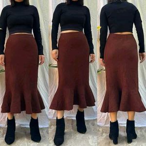 Brown Mermaid Woollen Skirt