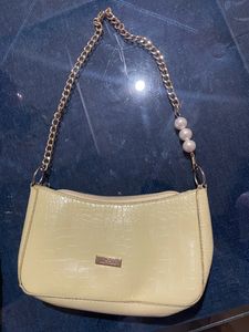 Carlton London Handbag With Golden Chain & Pearl