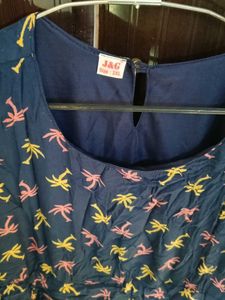 Navy Blue Palm Print Maxi Dress