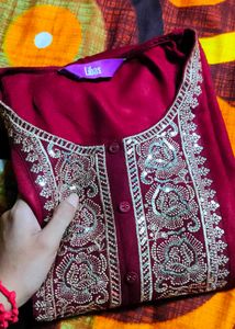 Libas women maroon straight kurti 🌻
