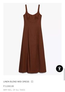 LINEN BLEND MIDI DRESS