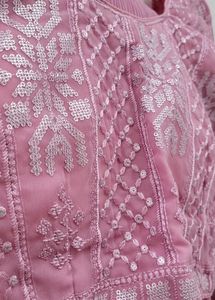 Elegant Pink Embroidered Saree Set