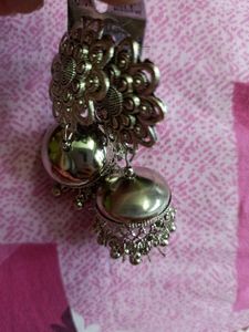 Silver Flower Jhumka Earrings