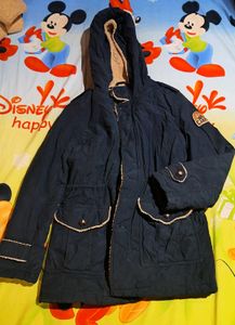 Navy Blue Hooded Winter Parka
