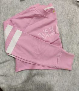 Pink Graphic Crop Sweatshirt | Relaxed Fit