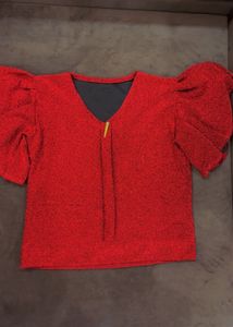 Red Puff Sleeve Top