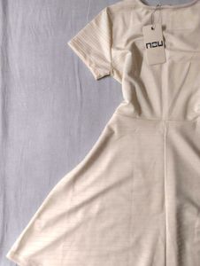 Cute Beige Skater Dress