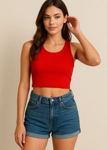 Bold Red Ribbed Crop Tank Top – Sleek &amp; Stylish