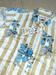Stripes flower print shirt