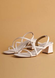 White block heel sandal
