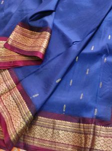 Blue And Brown Silk Saree