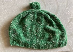 Green Knitted Beanie with Pom