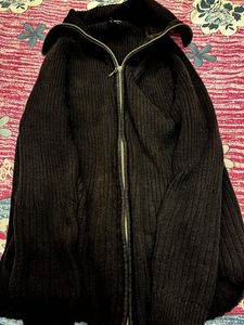 Black Zip-Up Knit Jacket