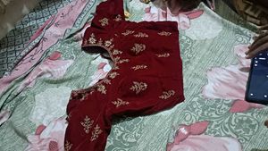 Maroon Velvet Lehenga Choli