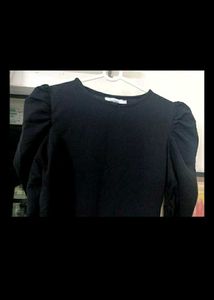 ZASTRAA Black Chic Puff Sleeve Top