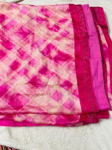 Beautiful Pink Saree Georgette Silk🩷