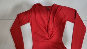 Coral Ruched Mini Dress