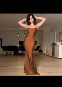 Elegant Brown Maxi Slip Dress