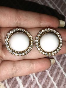 Vintage Style White & Gold Earrings