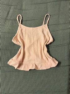 Ribbed Cami Top with Ruffle Hem
