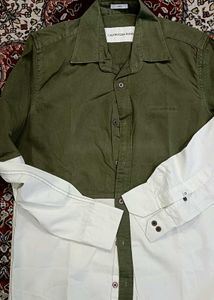 Calvin Klein Jeans Olive &amp; White Button-Down