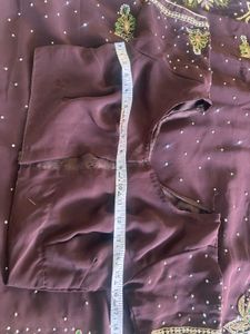 Elegant Embroidered Coffee Brown Saree