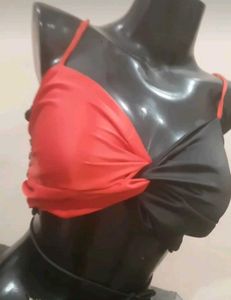 Red &amp; Black Party Crop Top