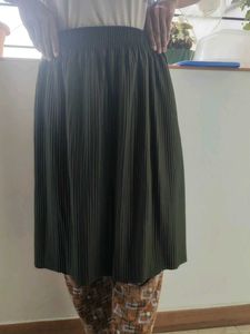 Olive Green Pleated Skirt