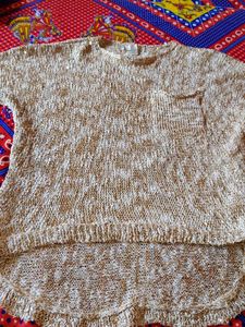 White And Golden Mix Shimmer Woolen Party Wear Top