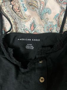 American Eagle Black Button-Front Cami