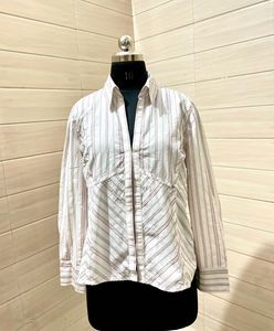 Y2k Vintage Imported Striped Button-Down Shirt