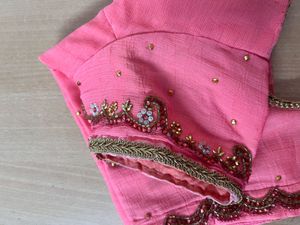 Peach Embroidered Saree with Blouse