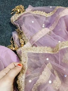 Embroidered Lavender Fabric