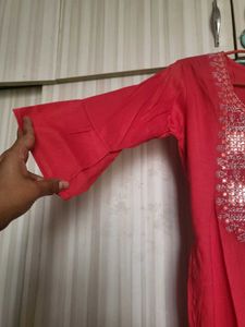 Embroidered Kurta With Bell Sleeve